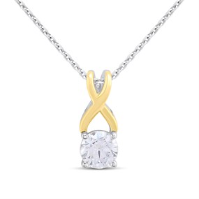 Night & Day Silver And 9ct Gold Kiss CZ Necklet - M1403