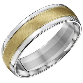 Night & Day Silver And 9ct Gold Court Wedding Ring - 6mm - M29002