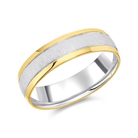 Night & Day Silver And 9ct Gold Court Wedding Ring - 6mm - M29004