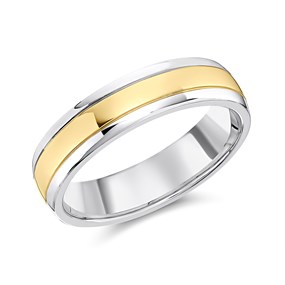 Night & Day Silver And 9ct Gold Court Wedding Ring - 5mm - M29501
