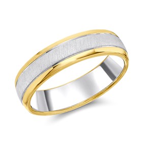 Night & Day Silver And 9ct Gold Court Wedding Ring - 5mm - M29504