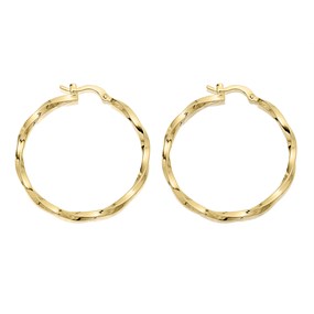 AUREUS Sterling Silver & 9ct Bonded Gold Twisted Hoop Earrings - M3201