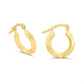 AUREUS Sterling Silver & 9ct Bonded Gold Small Faceted Hoop Earrings - 14mm - M3209
