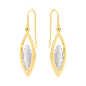 AUREUS Sterling Silver & 9ct Bonded Gold Two Colour Teardrop Earrings - M3480