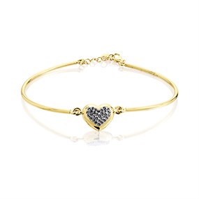 AUREUS Sterling Silver & 9ct Bonded Gold Crystal Heart Bangle - M3550