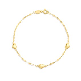AUREUS Silver And 9ct Bonded Gold  Heart Station Bracelet - M3602