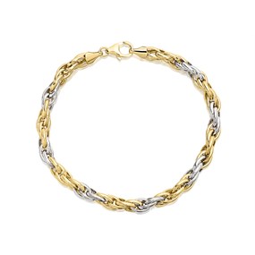 AUREUS Sterling Silver & 9ct Bonded Gold Two Colour Bracelet - 7.5in - M3640