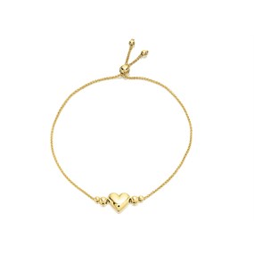 AUREUS Sterling Silver & 9ct Bonded Gold Heart Slider Bracelet - 9in - M3683