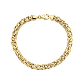 AUREUS Sterling Silver & 9ct Bonded Gold Byzantine Bracelet - 7.5in - M3769