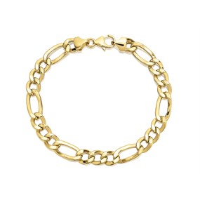 AUREUS Sterling Silver & 9ct Bonded Gold Figaro Bracelet - 8in - M3783