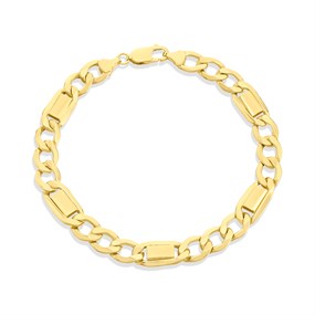 AUREUS Sterling Silver & 9ct Bonded Gold Figaro Style Bracelet - M3785