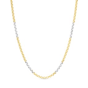 AUREUS Silver And 9ct Bonded Gold 18in Two-Colour Rolo Chain - M3870