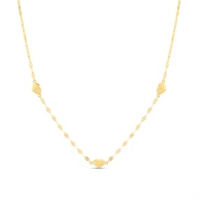 AUREUS Silver And 9ct Bonded Gold Heart Station Necklace - M3951
