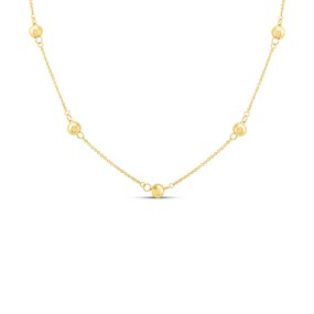 AUREUS Sterling Silver & 9ct Bonded Gold Bead Necklet - 17.5in - M3952