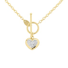 AUREUS Sterling Silver & 9ct Bonded Gold Crystal Heart Necklet - M3956