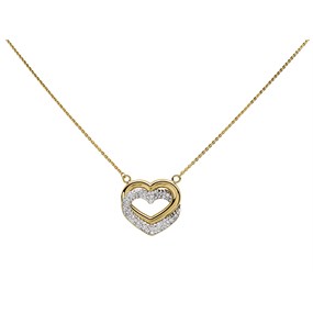 AUREUS Sterling Silver & 9ct Bonded Gold Double Heart Necklace - M4032