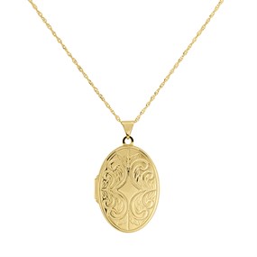 AUREUS Sterling Silver & 9ct Bonded Gold Oval Locket And Chain - M4060