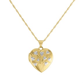 AUREUS Sterling Silver & 9ct Bonded Gold Heart Locket And Chain - M4061