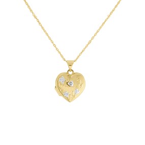 AUREUS Sterling Silver & 9ct Bonded Gold Heart Locket And Chain - M4062