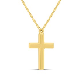AUREUS Silver And 9ct Bonded Gold Plain Cross And Chain - M4091