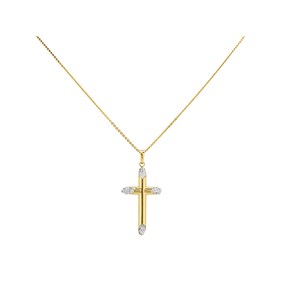 AUREUS Sterling Silver & 9ct Bonded Gold Cross And Chain - M4092