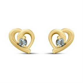 18ct Gold Vermeil Aquamarine Heart Stud Earrings - M5152