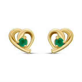 18ct Gold Vermeil Emerald Heart Stud Earrings - M5154