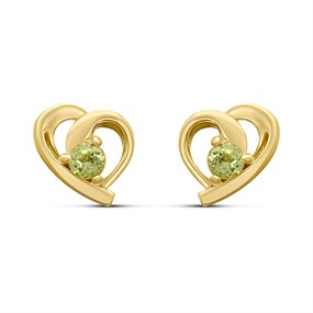 18ct Gold Plated Silver Vermeil Peridot Heart Earrings - M5157
