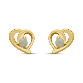 18ct Gold Vermeil Opal Heart Stud Earrings - M5159