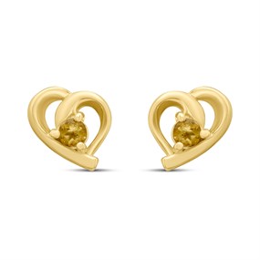 18ct Gold Vermeil Citrine Heart Stud Earrings - M5160