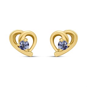 18ct Gold Vermeil Tanzanite Heart Stud Earrings - M5161