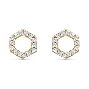 18ct Gold Vermeil CZ Hexagon Earrings - M5201