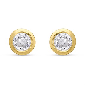 18ct Gold Vermeil CZ Rubover Set Earrings - M5204