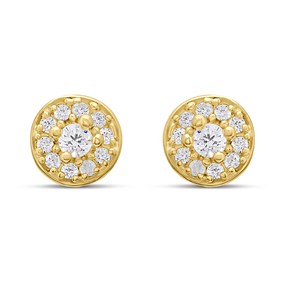 18ct Gold Vermeil CZ Pave Stud Earrings - M5205