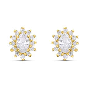 18ct Gold Vermeil CZ Cluster Earrings - M5206