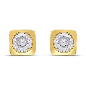 18ct Gold Vermeil CZ Square Stud Earrings - M5207