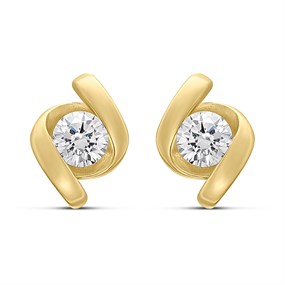 18ct Gold Plated Silver Vermeil CZ Flame Stud Earrings - M5208