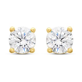 18ct Gold Plated Silver Vermeil CZ 6mm Stud Earrings - M5211