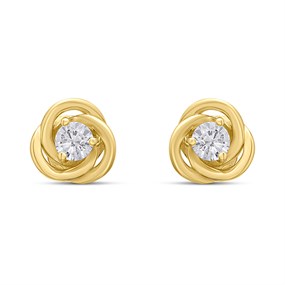 18ct Gold Vermeil CZ Knot Stud Earrings - M5212