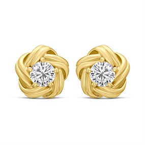 18ct Gold Vermeil CZ Twist Earrings - M5213