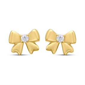 18ct Gold Vermeil CZ Bow Stud Earrings - M5214