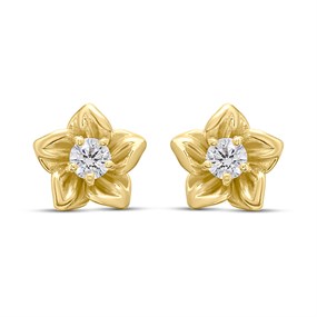 18ct Gold Vermeil CZ Flower Stud Earrings - M5215