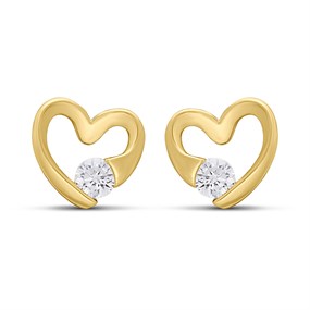 18ct Gold Vermeil CZ Heart Stud Earrings - M5216