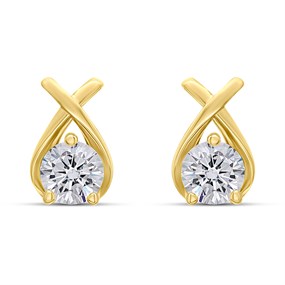 18ct Gold Vermeil CZ Kiss Stud Earrings - M5217
