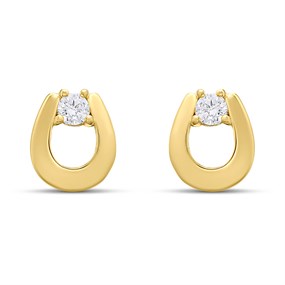18ct Gold Vermeil CZ Circle Stud Earrings - M5218