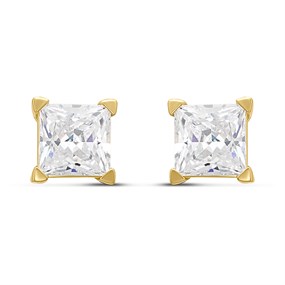 18ct Gold Plated Silver Vermeil CZ Square Stud Earrings - M5219