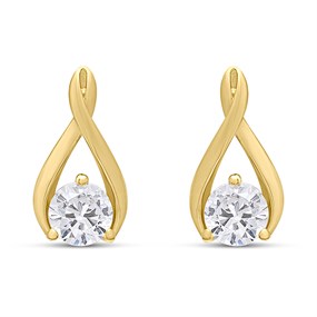 18ct Gold Vermeil CZ Twist Stud Earrings - M5221