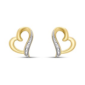 18ct Gold Vermeil CZ Pave Heart Earrings - M5223