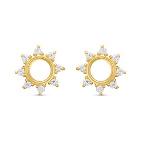 18ct Gold Vermeil CZ Sunburst Earrings - M5225