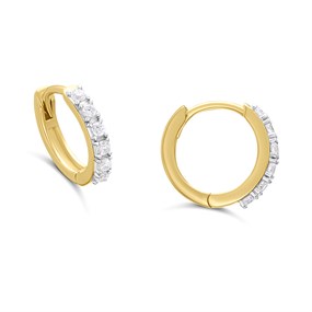 18ct Gold Vermeil CZ Pave Hoop Earrings - 12mm - M5301